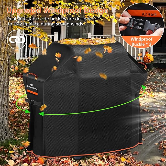 [Upgraded 1000D Heavy Duty Fabric] 52" Grill Cover for Weber Spirit 200 and 300 Series Outdoor Gas Grills, Super Waterproof BBQ Cover, Tear & Fade Resistant 7106 Grill Cover for Weber with Buckle