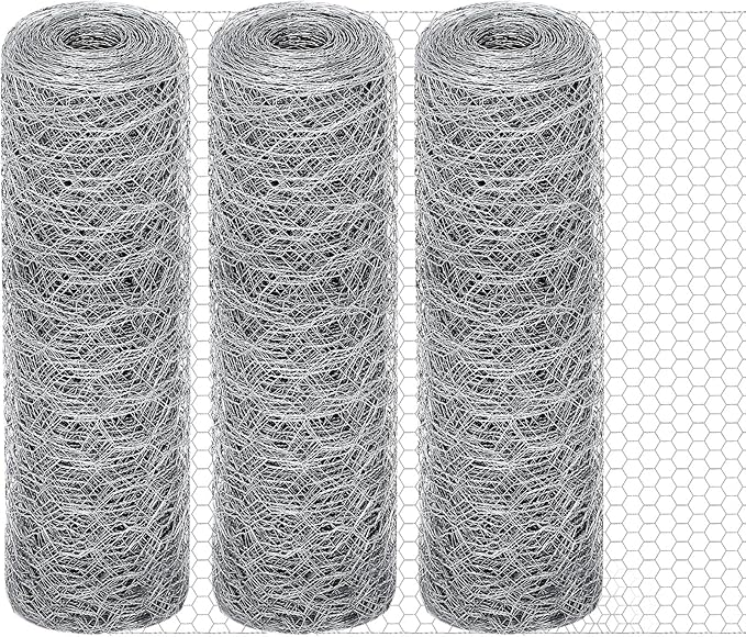 GlikCeil 12 in x 300 ft Chicken Wire Mesh Fencing for Floral Garden, 23 Gauge Silver Galvanized Steel Wire, 1 Inch Hexagonal Hardware Cloth Netting for Farm Crafts Poultry Coop Barrier Rabbit Cage
