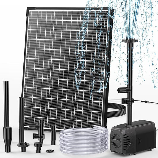 POPOSOAP Solar Fountain Pump, 20W Solar Powered Water Pump 320GPH Flow Adjustable, Solar Pond Pump with 4 Spray Patterns for Garden, Ponds, Fish Tank, Waterfall