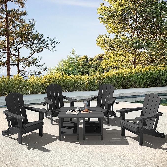 SERWALL Adirondack Table Set of 2, Outdoor Side Table- Gray