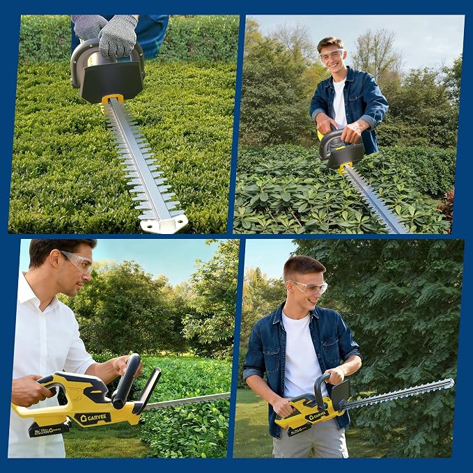 Hedge Trimmer Cordless, 22 Inch Electric Hedge Trimmer, 20V Bush Trimmers with 2 2.0Ah Batteries and Charger, Handheld Electric Trimmers, Lightweight and Easy to Use, for Garden, Horticulture, Lawns