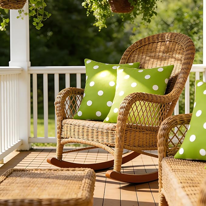 SquarePie Outdoor Pillow Covers Set of 2 Waterproof Decorative Throw Pillow Cases Patio Cushion Covers for Spring Couch Balcony Bench,18x18 inch Green Polka Dot