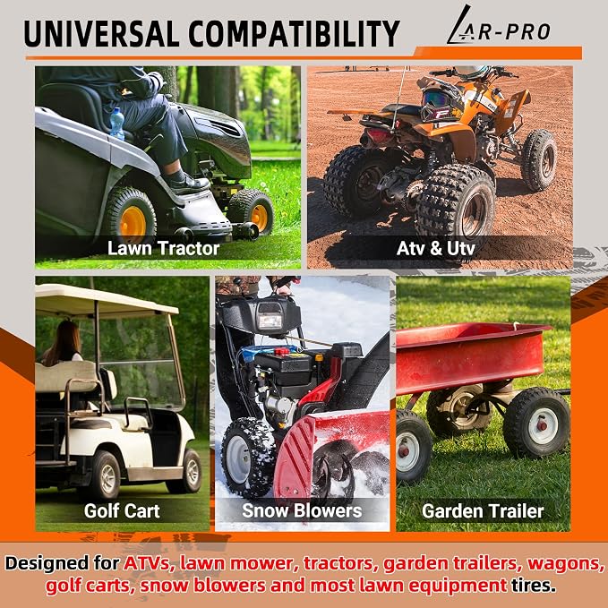 AR-PRO Relacement 22x8-10, 22x9-10 Inner Tubes for ATV, Lawn Tractor, Mowers, Golf Cart, Snow Blowers, and More - with TR6 Straight Metal Valve Stems - Made from Durable Butyl Rubber (2-Pack)