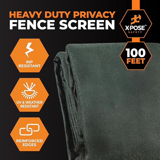 Xpose Safety Privacy Fence Screen 8.5’ x 100’ (6 Pack) – Heavy Duty Green Mesh with 90% Visibility Block, UV Protection – for Garden, Yard, Nursery, Kennel, Dog Run, Greenhouse