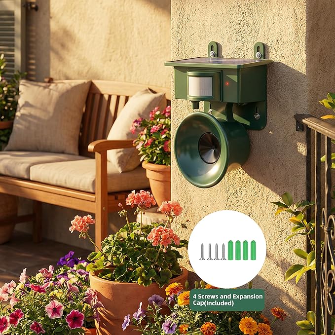 2026 Solar Ultrasonic Bird Repellent Devices Bird Repeller Outdoor Motion Activated Bird Deterrents for Outside Pigeon Repellent Woodpecker Goose Deterrent for Rooftops Porch Patio Balconies(2)