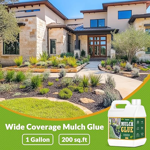 Teexpert Mulch Glue for Landscaping, 1 Gallon Rock Glue for Landscaping Gravel Binder Adhesive to Lock Down Pea Gravel, Stone, Rubber Mulch, Wood Chips, Pine Straw in Place for Outdoor Landscape