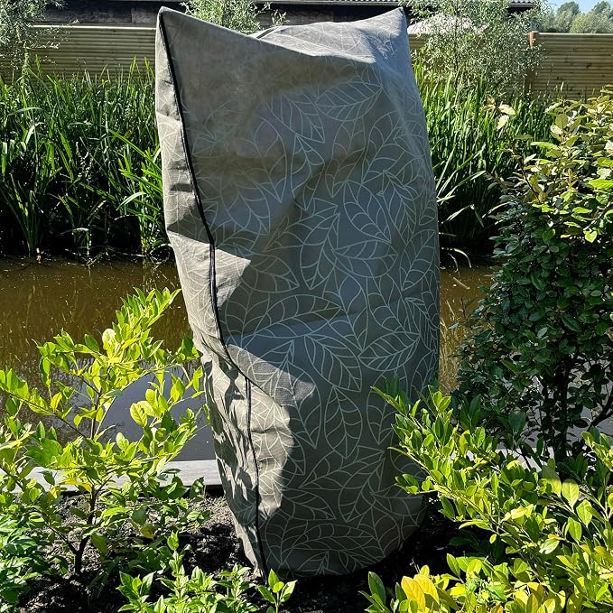 Plant Covers Freeze Protection 47"x71" in 4 Pack | Brown Winter Frost Blankets for Outdoor Plants | Reusable Garden Cover Bags with Zipper Drawstring | Cold Weather Shrub Protection Cloth