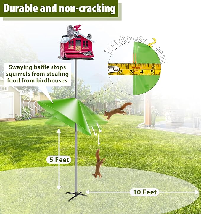 19 Extra Large Squirrel Baffle, Squirrel Proof Bird Feeders,Rodents Cage Accessories of Bird Houses, Squirrels Buster Bird Feeders(GrassGreen)