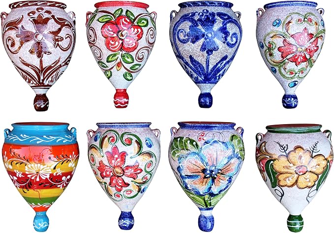 Hand-Painted Spanish Orza Wall Flower Pot, Spanish Cafe