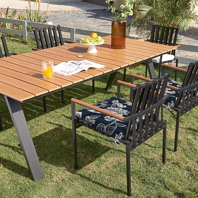 DYTXIII Set of 2 Outdoor Chair Cushions, Water Resistant 18.5"x16"x2" Square Seat Cushion for Patio Dining Chairs, High-Density Replacement Pads for Indoor Outdoor Furniture - Vines Navy