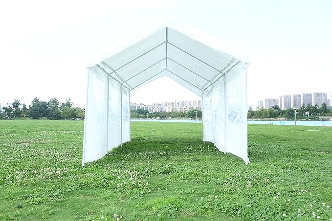 10x20 ft Outdoor Canopy Tent, Wedding Birthday BBQ Party Waterproof Camping Gazebo with 2 Removable Sidewalls & Transparent Window, for Garden Patio Backyard, White