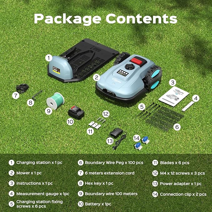 Robotic Lawn Mower with App-Controlled, Self-Charging Automatic Mower, Custom Cutting Height, Weather Sensor & Obstacle Detection, Ideal for Lawns up to 4300 sq.ft
