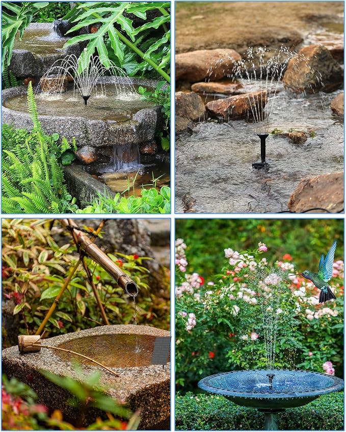 Biling Solar Fountain Pump & Solar Aerator for Pond with 2200 mAh Battery Backup