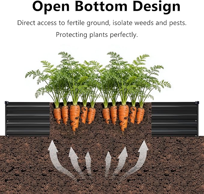 zunatu 4x3x1 ft(2 Pack) Galvanized Raised Garden Bed,Outdoor Planter Box Metal Patio Kit Planting Bed for Vegetables Flowers and Succulents,Black
