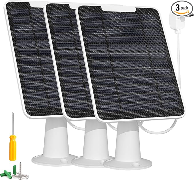 Solar Panel Charger with Micro USB Connection Compatible with Arlo Essential Spotlight/XL Spotlight Camera, 5W Arlo Essential Solar Panel, IP65 Waterproof 10ft Cable, (Not for 2K/2nd Gen), 3 Pack