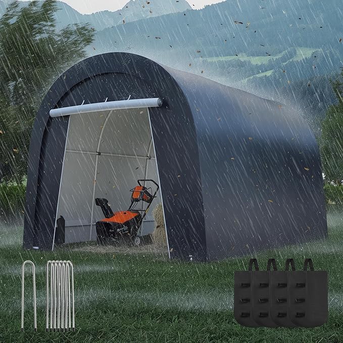 Wisteria Lane Heavy Duty Carport with 4 Cloth Bags, All-Weather Car Canopy with 2 Roll-up Doors, Portable Garage Storage Shelter Shed for Cars, Truck, or Garden Tools, 10' x 15'