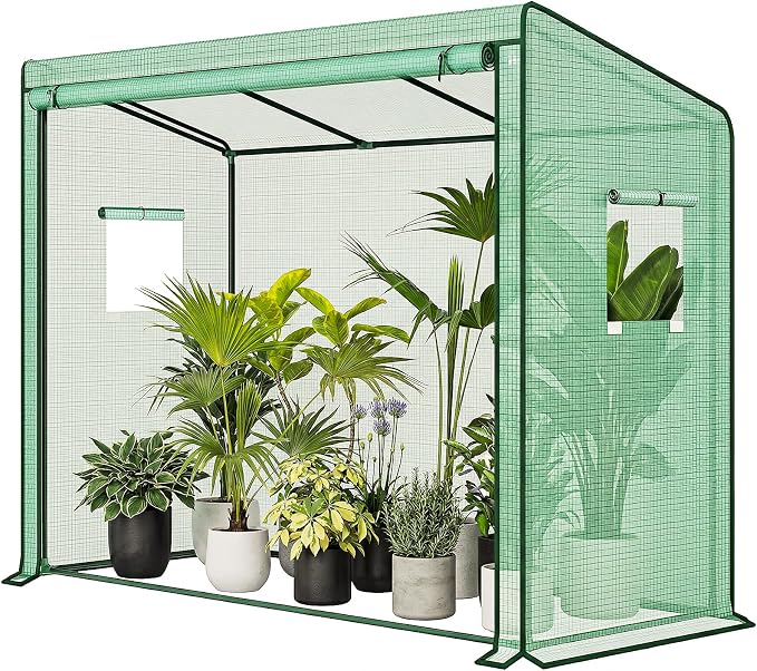 Gentingbro Greenhouse for Outdoors Portable Lean to Green House Heavy Duty with Roll-Up Zippered Door Tall Plastic Greenhouses for Outside Plants Growing Shed Tent for Backyard 79 x 31 x 59-Inch