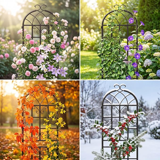 4 Pack Garden Trellis for Climbing Plants Outdoor, 71" H x 20" W Rustproof Iron Plant Support for Rose, Vine, Cucumber, Decorative Scrollwork Clematis Trellis for Yard, Lawn Patio or Wall Decor
