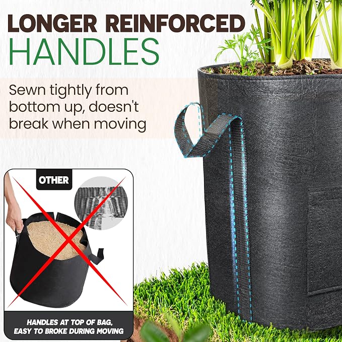 [Upgraded] 2PCS 20-Gallon Potato Grow Bags with Unique Harvest Window, Visible Window, Garden Planting Bag with Reinforced Handle, Nonwoven Fabric Pots for Tomato, Potato Growing Container - Black