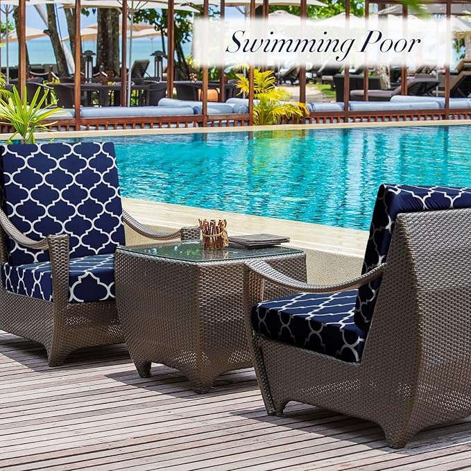 Newwiee 8 Pcs Stretch Patio Outdoor Cushion Covers Waterproof Replacement Sofa Couch Covers for 4 Backrests and 4 Cushions Washable Lawn Garden Seat Furniture Protector(Navy Blue)