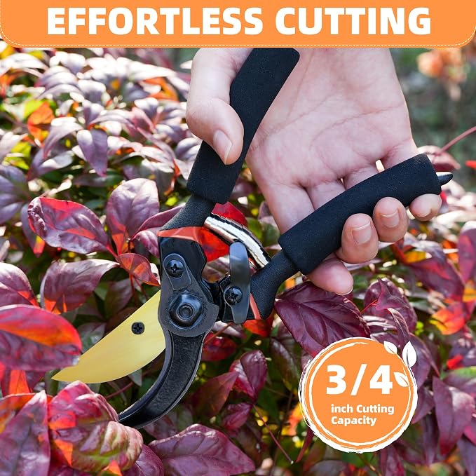 EWPJDK Loppers Hedge Shears & Pruners Combo Set 3-Piece Hedge Clippers, Heavy Duty Tree & Shrub Care Kit for Yard, Lawn & Garden, Professional Branch Cutter Tree Trimmer (Orange)