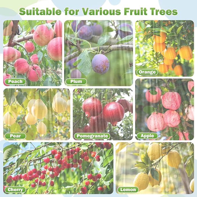 2 Pack 12x12 FT Fruit Tree Netting with Zipper and Drawstring - Heavy-Duty Fine Mesh Garden Bird Netting for Fruit Trees, Protect Fruits from Birds, Squirrels,Insects,Deer & Pests