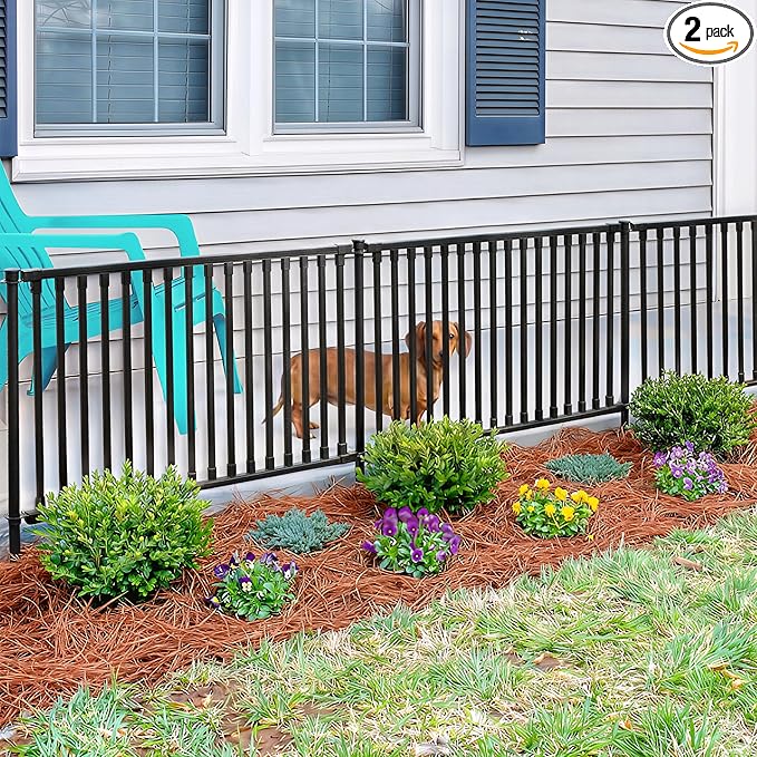2ft H x 3ft W (2 Panels) No Dig Zippity Zurich Fence Kit, Poly-Steel Black Garden Fence for Small Dogs, 2ft High Yard and Garden Barrier Solution, Temporary Dog Panels for Outdoor Use, ZP19086