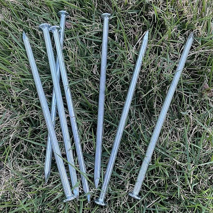 Artificial Turf Stakes 6 Inches 35 Count, Silver Galvanized Steel Landscape Spikes for Artificial Turf, Paver Edging, Weed Barrier, Carpentry
