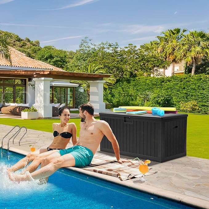 YITAHOME XL 150 Gallon Deck Box and 30 Gallon Deck Box Outdoor Storage for Patio Furniture Cushions Garden Tools Pool Toys