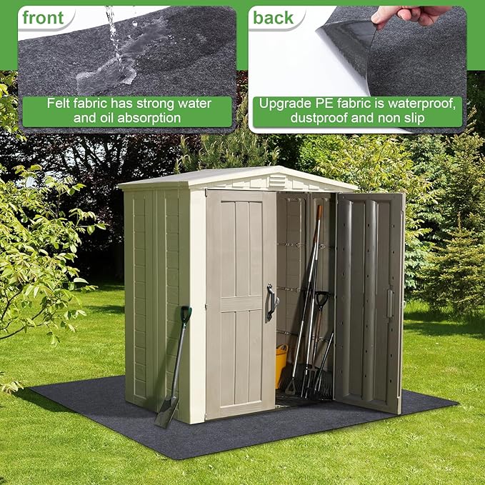 Outdoor Storage Shed Mat Waterproof 6.2x4.2ft,Thickened Garage Floor Mat Carport Oil Mat,Non Slip Shed Flooring Protector Mat for Patio,Garden,Furniture,Moto,Car