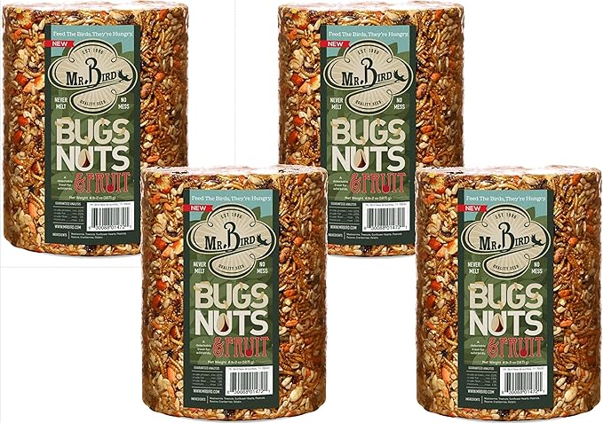 4-Pack of Mr. Bird Bugs, Nuts, & Fruit Large Cylinder Bugs, Nuts & Fruit 4 lbs. 2 oz.