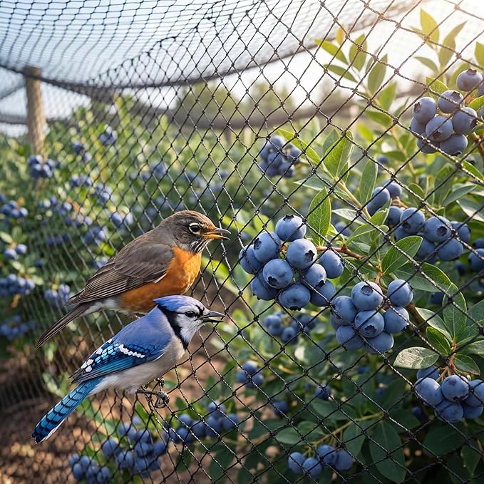 50 x 60 ft Heavy Duty Polyethylene Aviary Anti Bird Netting for Garden Fence Blueberries Fruit Tree Plant with 0.79" Mesh UV-Protected for Chicken Coop Poultry Roof Against Gamefowl Hawk Deer