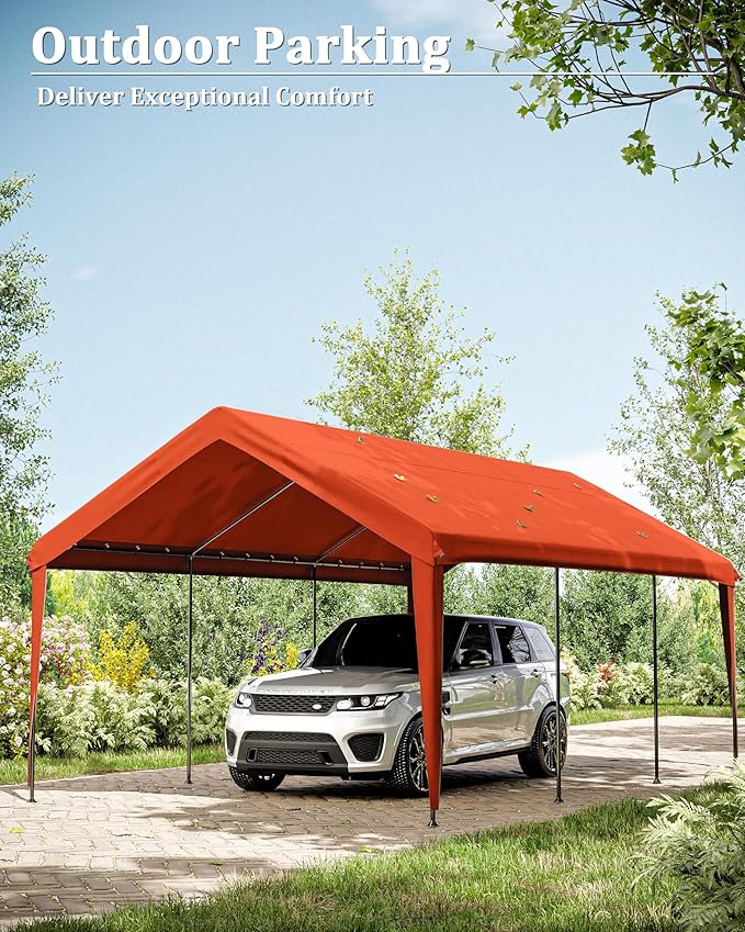 Carport Canopy Replacement Cover 12x20 Heavy Duty Outdoor Portable Car Canopy Oxford Waterproof UV & Tear Resistant Garage Canopy with Ball Bungees (Frame is Not Included)