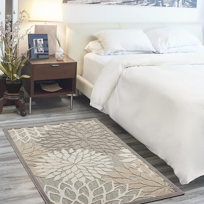 Nourison Home Aloha Natural 3' x 5' Area Rug - Easy Clean, Non Shedding, Bed Room, Living Room, Dining Room, Kitchen (3' x 5')