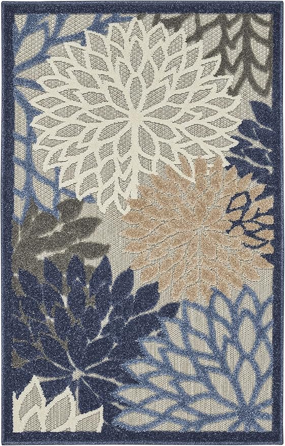 Nourison Home Aloha 2'8" x 4' Blue/Multicolor Outdoor Indoor/Outdoor Rug