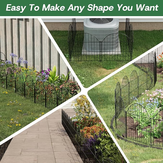 Garden Fence Panels, 24in H x 9.68ft L, 5 Panels Rust-Resistant Decorative Garden Fence, No Dig Small Garden Fence, Animal Barrier Fence for Garden Yard Flower Bed Patio Outdoor