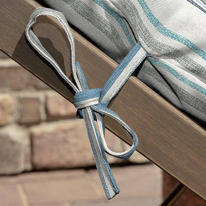 Arden Outdoor Chaise Lounge Cushion, 22 x 77, Rain-Proof, Fade Resistant French Blue Linen Stripe