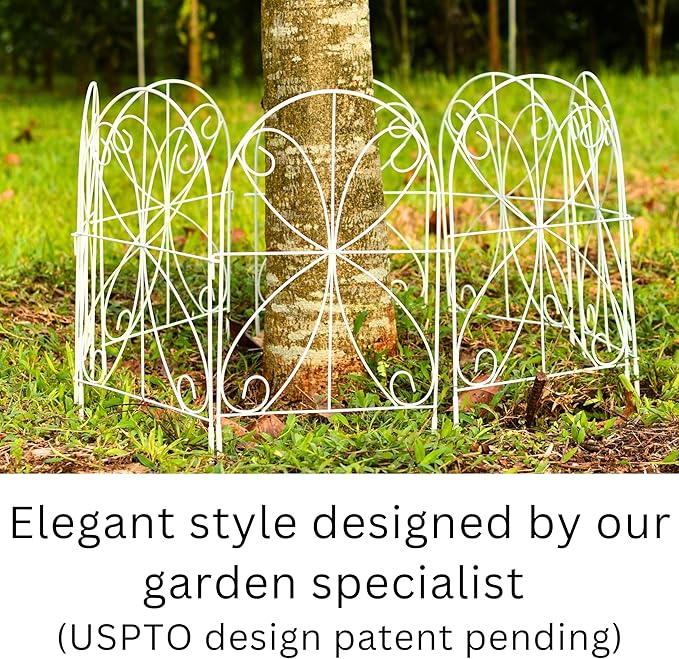 ShopLaLa Bundle- 10 Pack, 24 Inch Decorative Garden Fence + 2 Pack, 16 Inch Self Watering Planter, Rectangular Windowsill Boxes with Drainage No Dig Landscape Edging Yard Patio Outdoor Garden Decor