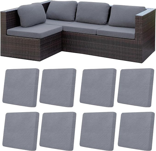 8Pcs Patio Cushion Covers,Outdoor Cushions Covers,Stretch Cushion Covers Replacement, Washable and Reusable Furniture Protectors(Grey)