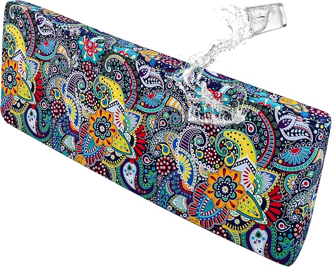 FORCHEER Waterproof Patio Cushion Cover for Outdoor Furniture 37x22x4 Stretch Boho Large Outdoor Cushion Cover with Ties 1 Piece Replacement Washable