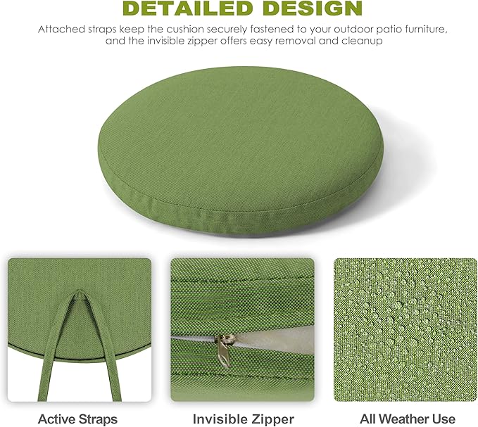NUU GARDEN 3-Piece Cast Aluminum Patio Bistro Set, Outdoor Table and Chairs Set of 2 with Umbrella Hole and Green Cushions for Patio, Balcony, Garden, Black