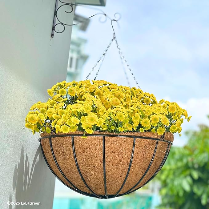 LaLaGreen 18" (4 Pack, Round) Coco Liners for Hanging Basket – Large Coir Fiber Replacement Liner for Pot, Outdoor Wall Mounted Planter – Also Available in 8/10/12/14/16/20 Inch & Different Shapes