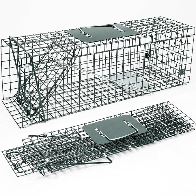 HOMESTEAD 24 Inch Heavy Duty Collapsible Live Animal Trap - Trap for Squirrels, Chipmunks, Rabbits, Kittens, Foldable Steel Trap (24 Inch)