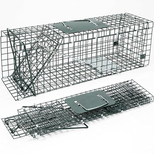 HOMESTEAD 24 Inch Heavy Duty Collapsible Live Animal Trap - Trap for Squirrels, Chipmunks, Rabbits, Kittens, Foldable Steel Trap (24 Inch)