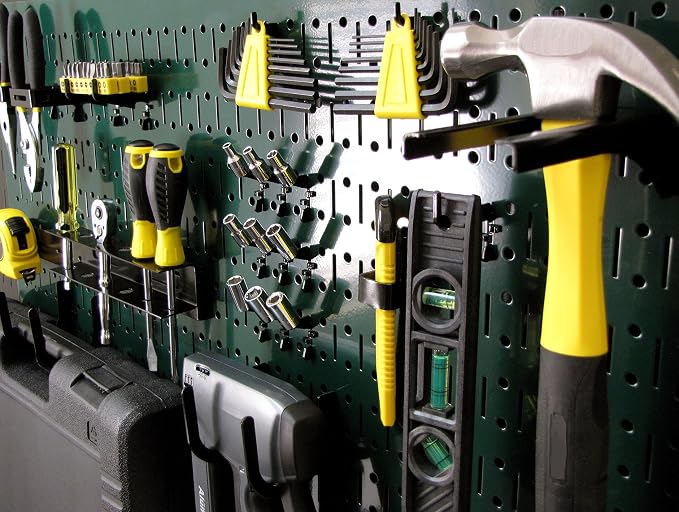 Wall Control Pegboard Value Pack - (3) Pack of Wall Control 16-Inch Tall x 32-Inch Wide Horizontal Green Metal Wallboards for Home & Garage Tool Storage Organization (Green Pegboard)