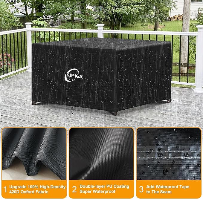 Kipiea Patio Furniture Covers Waterproof Winter, Heavy-Duty 420D Outdoor Patio Furniture Set Covers, No Tears Anti UV No Fading (49" L x 49" W x 28" H)