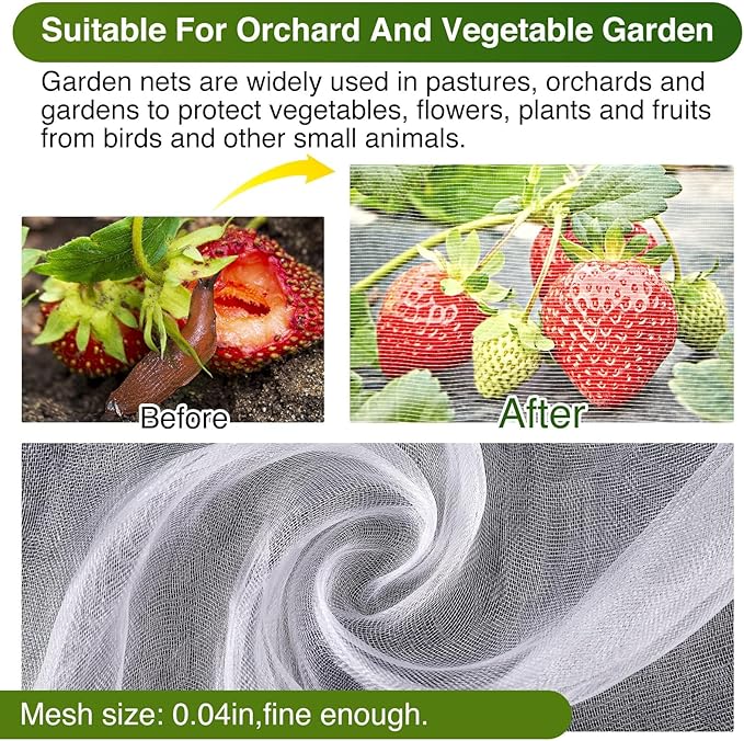 10 X100FT Garden Mesh Netting Barrier, Fruit Tree Plant Netting for Vegetable Blueberry Bushes Protection