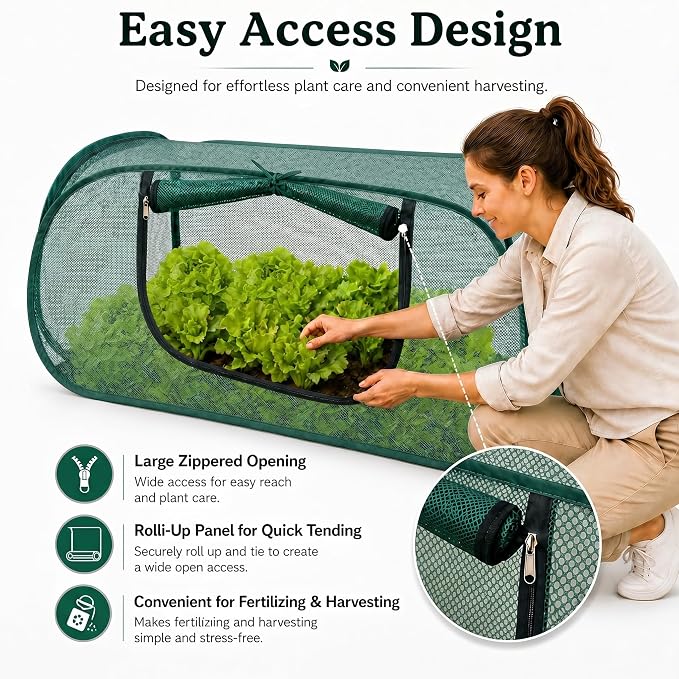 4 Pack Pop Up Mesh Plant Cover, 33% Sunblock Garden Covers for Raised Beds, Breathable Garden Netting for Raised Beds with 16 Stakes for Protecting Seedlings Fruits(44 x 22 x 17.5 in)