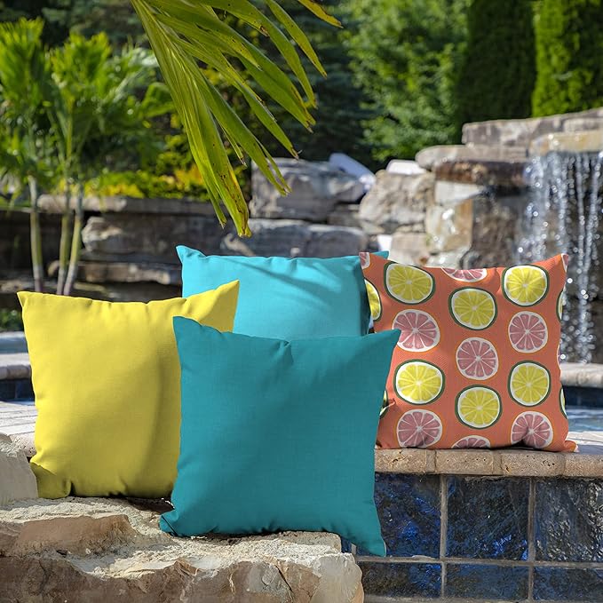 Arden Outdoor Toss Pillow, 16 x 16, Rain-Proof, Fade Resistant Lake Blue Leala
