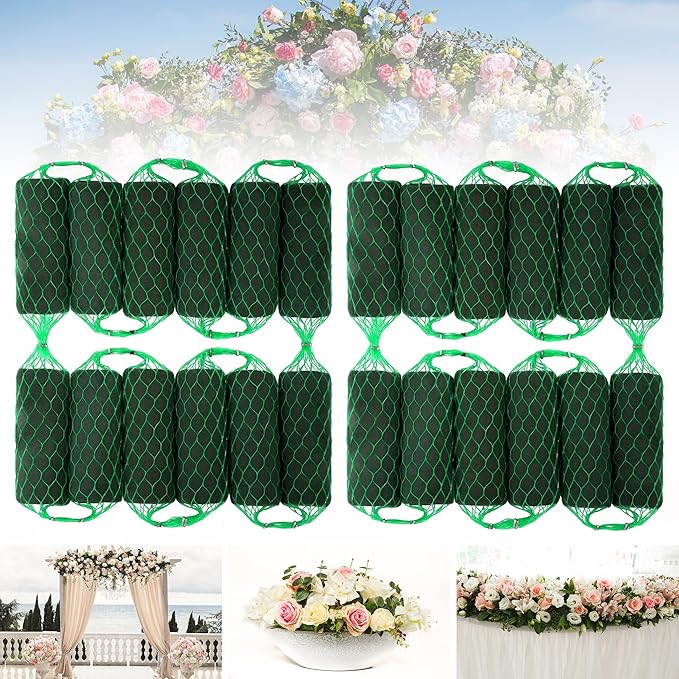 Elcoho 24 Pcs Floral Foam Garland, 15.8 ft Flower Sponge Blocks Kit, Absorbent Flower Holder for Fresh & Dried Flowers Arrangement Floral Foam Bricks for Wedding Garden Home Decor